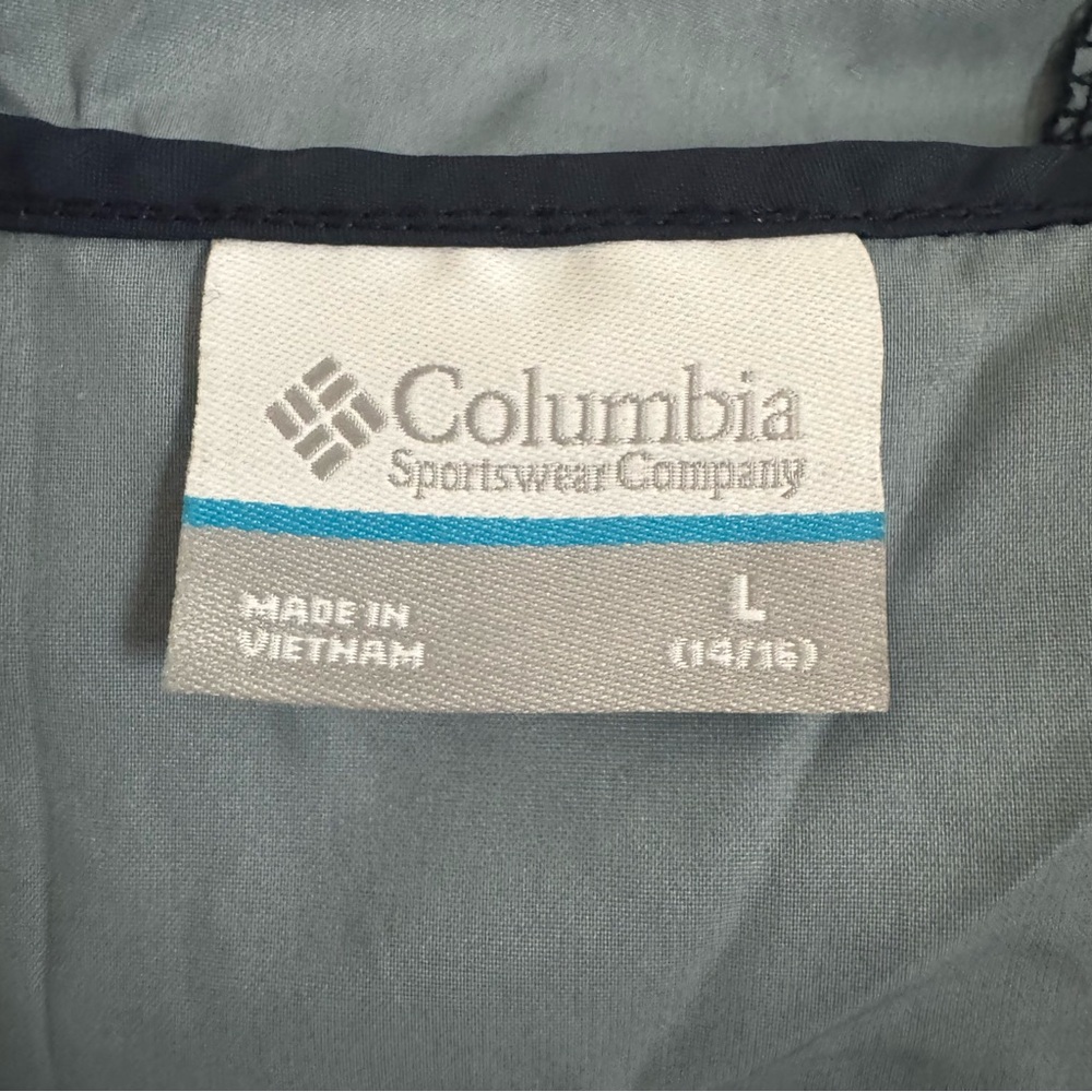 Columbia Navy Blue and Orange Windbreaker / Rain Jacket, L (14/16) - Picture 11 of 14